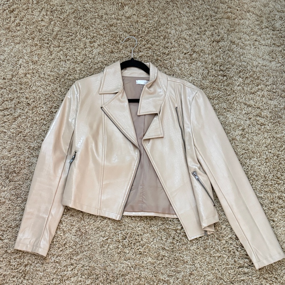 Women's Cream Leather Jacket